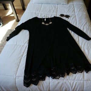 Black Lace Hem Dress